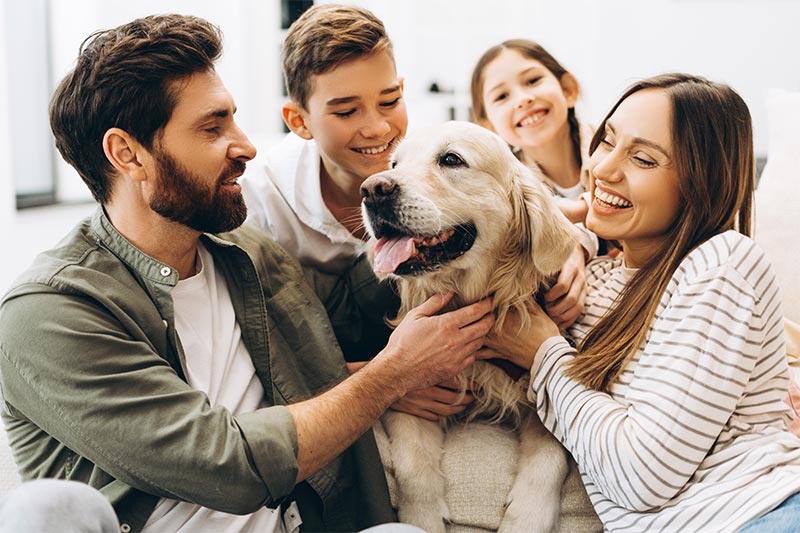 A family with their dog
